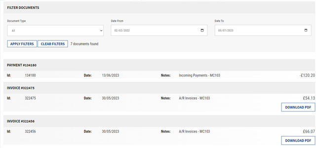 Accounting options to download Copy Invoices and Statements
